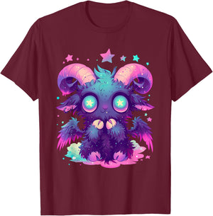 Kawaii Pastel Goth Creepy Cute Witchy Goat Baphomet T-Shirt - T-Shirt | Maroon