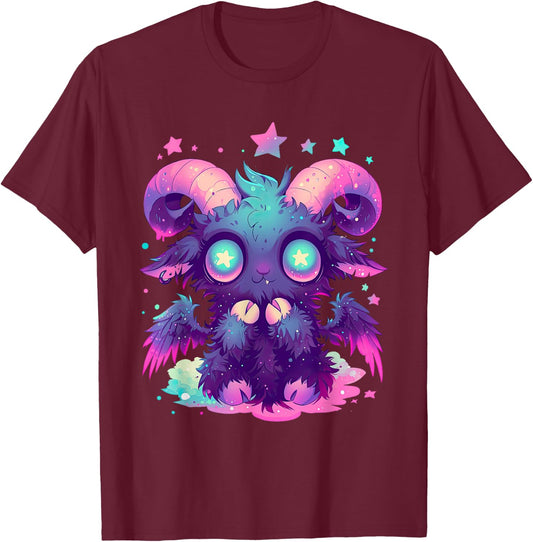Kawaii Pastel Goth Creepy Cute Witchy Goat Baphomet T-Shirt - T-Shirt | Maroon
