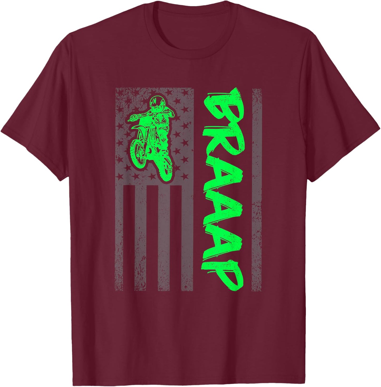 Brap Braap-Braaap Vintage USA Flag Motocross Dirt Bike T-Shirt - T-Shirt | Maroon