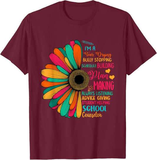 School Counselor National School Counseling Week Teacher Men Women Girls Kids T-Shirt - T-Shirt | Maroon