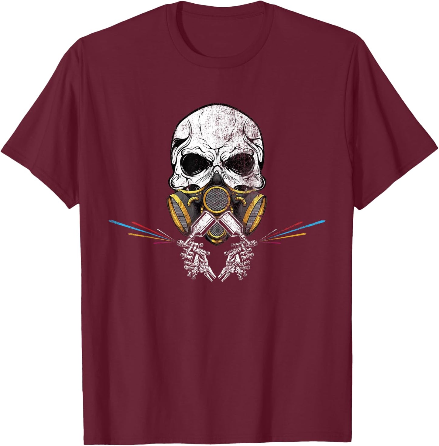 Car Painting Sprayer Skull Spray Gun Automotive Painter T-Shirt - T-Shirt | Maroon