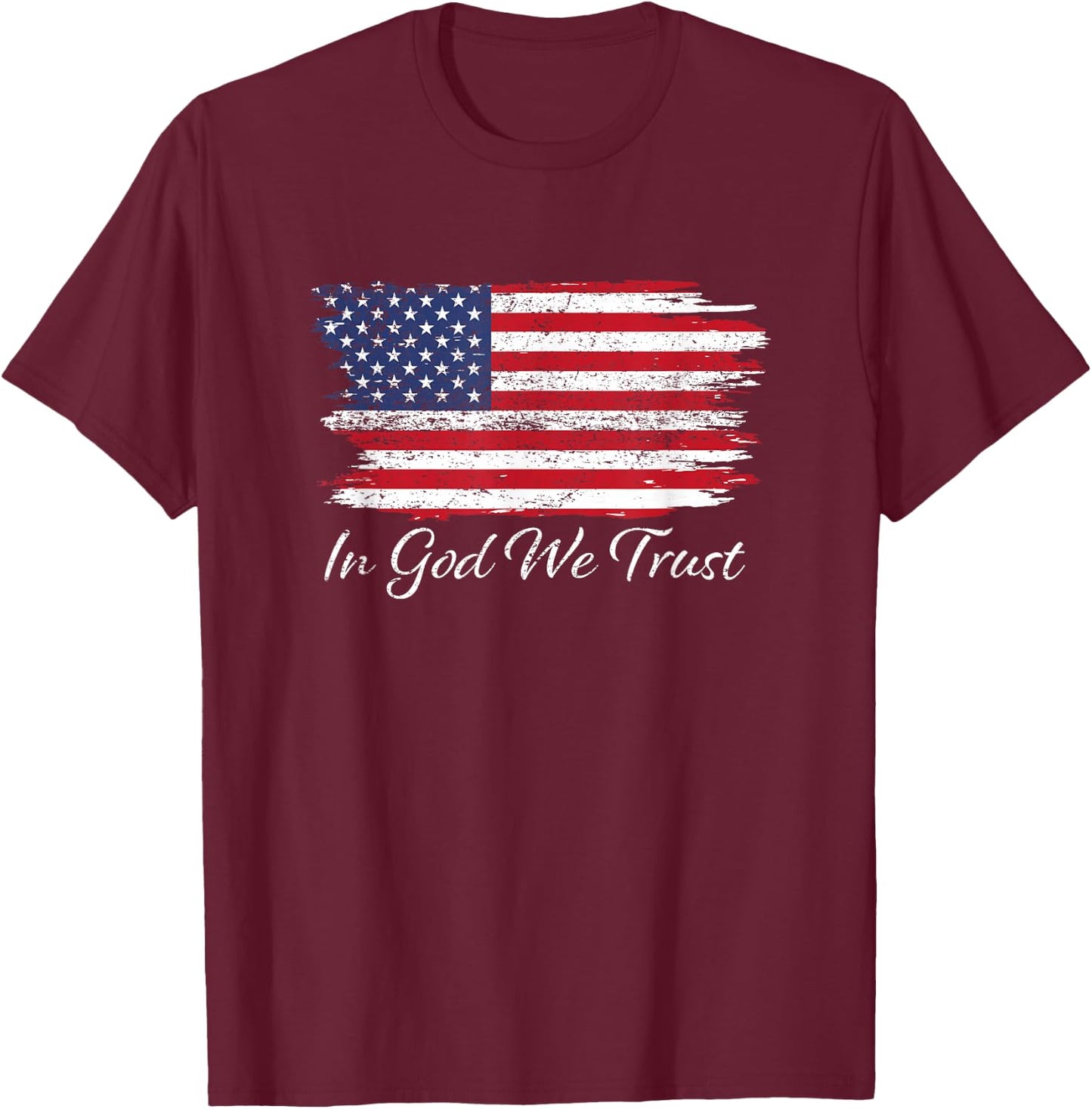 in God We Trust US Flag Patriotic T-Shirt - T-Shirt | Maroon