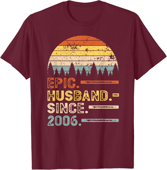 14th Wedding Anniversary Gifts For Epic Husband Since 2006 T-Shirt - T-Shirt | Maroon