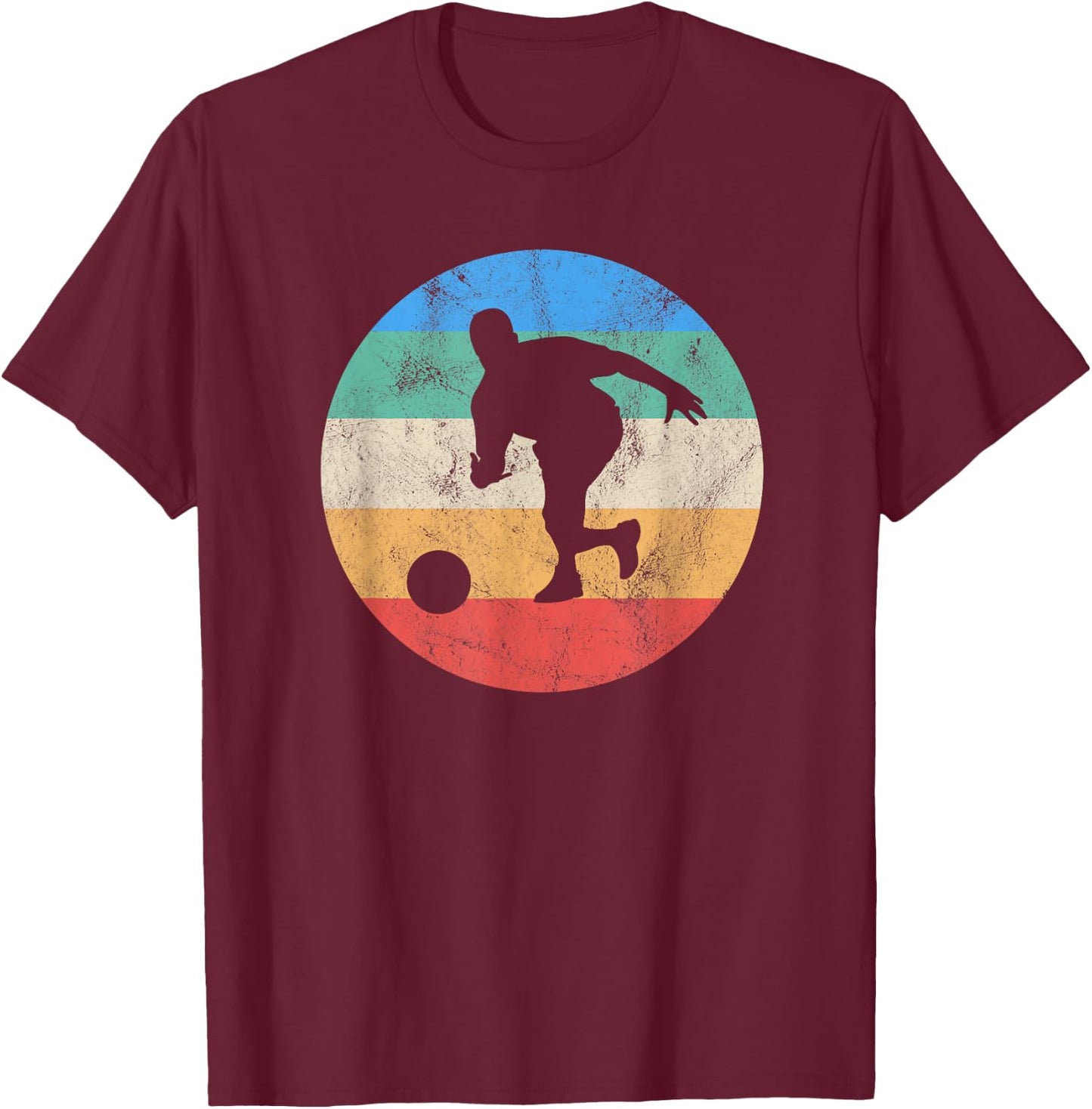 Retro Vintage Distressed Bowling Gift Or Boys T-Shirt - T-Shirt | Maroon