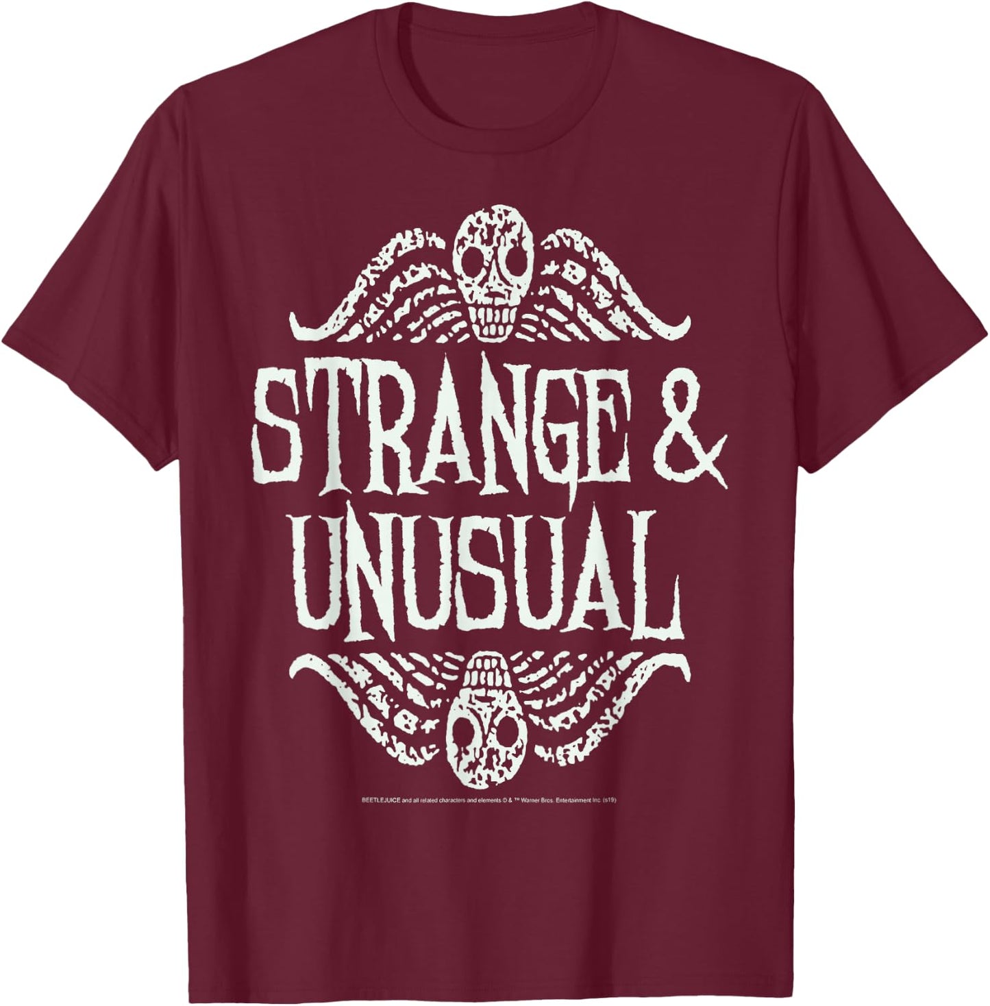 Beetlejuice Strange & Unusual Distressed Skulls T-Shirt - T-Shirt | Maroon
