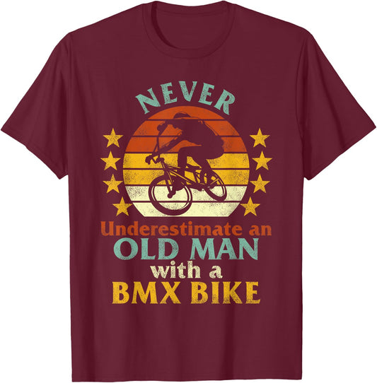 BMX Dad Old Man BMX Bike Riding Fathers Day Grandpa Daddy T-Shirt - T-Shirt | Maroon