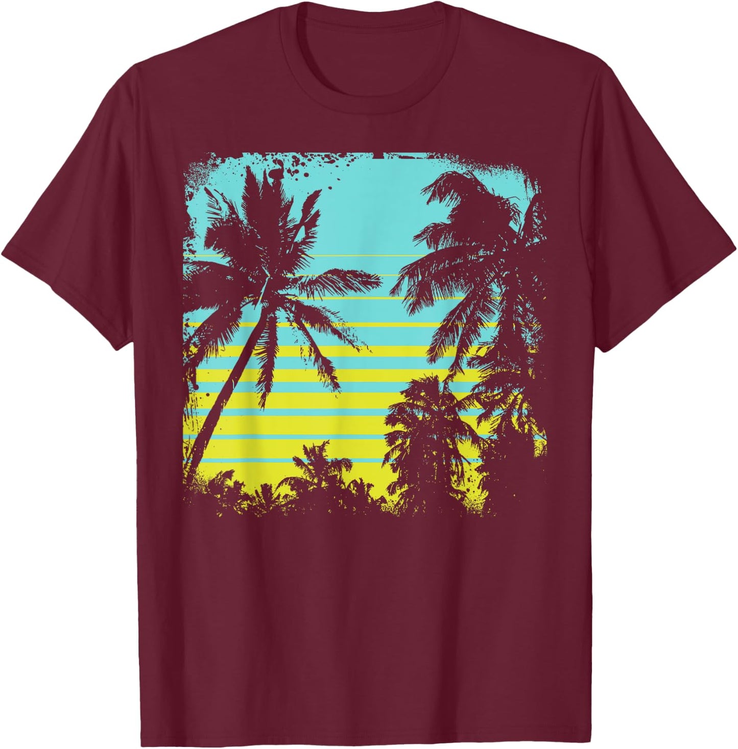 Palm Tree Silhouette Tree design, Vintage Graphic gift T-Shirt - T-Shirt | Maroon
