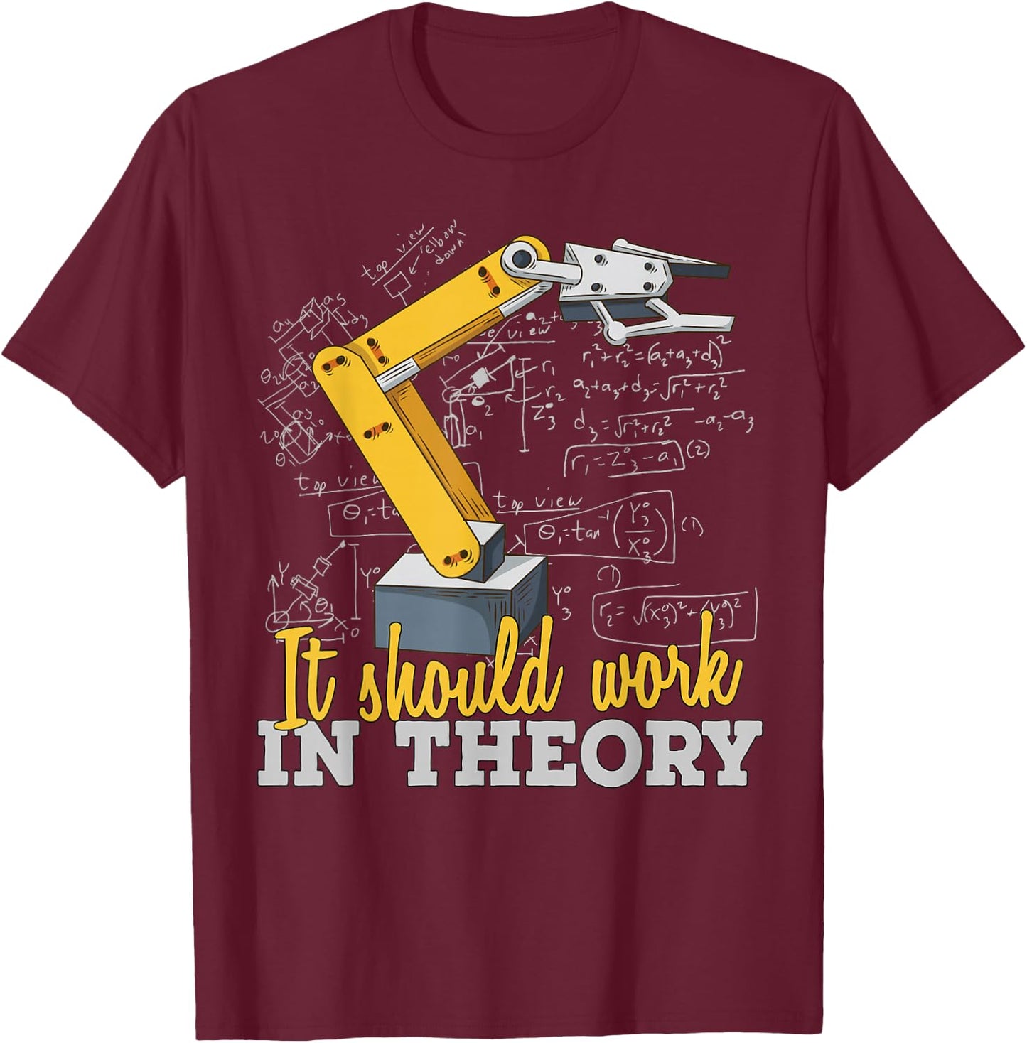 Cartoon robot arm - funny robot engineer T-Shirt - T-Shirt | Maroon