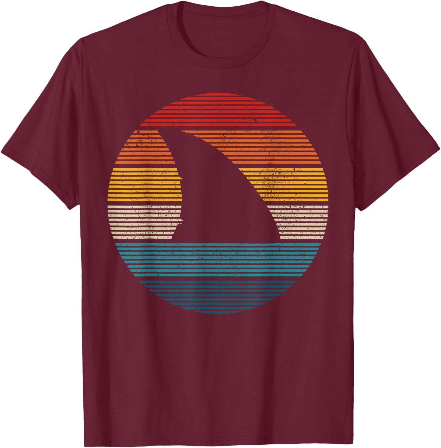 Shark Fin Vintage Scuba Diving Surf Retro Diver Gift T-Shirt - T-Shirt | Maroon