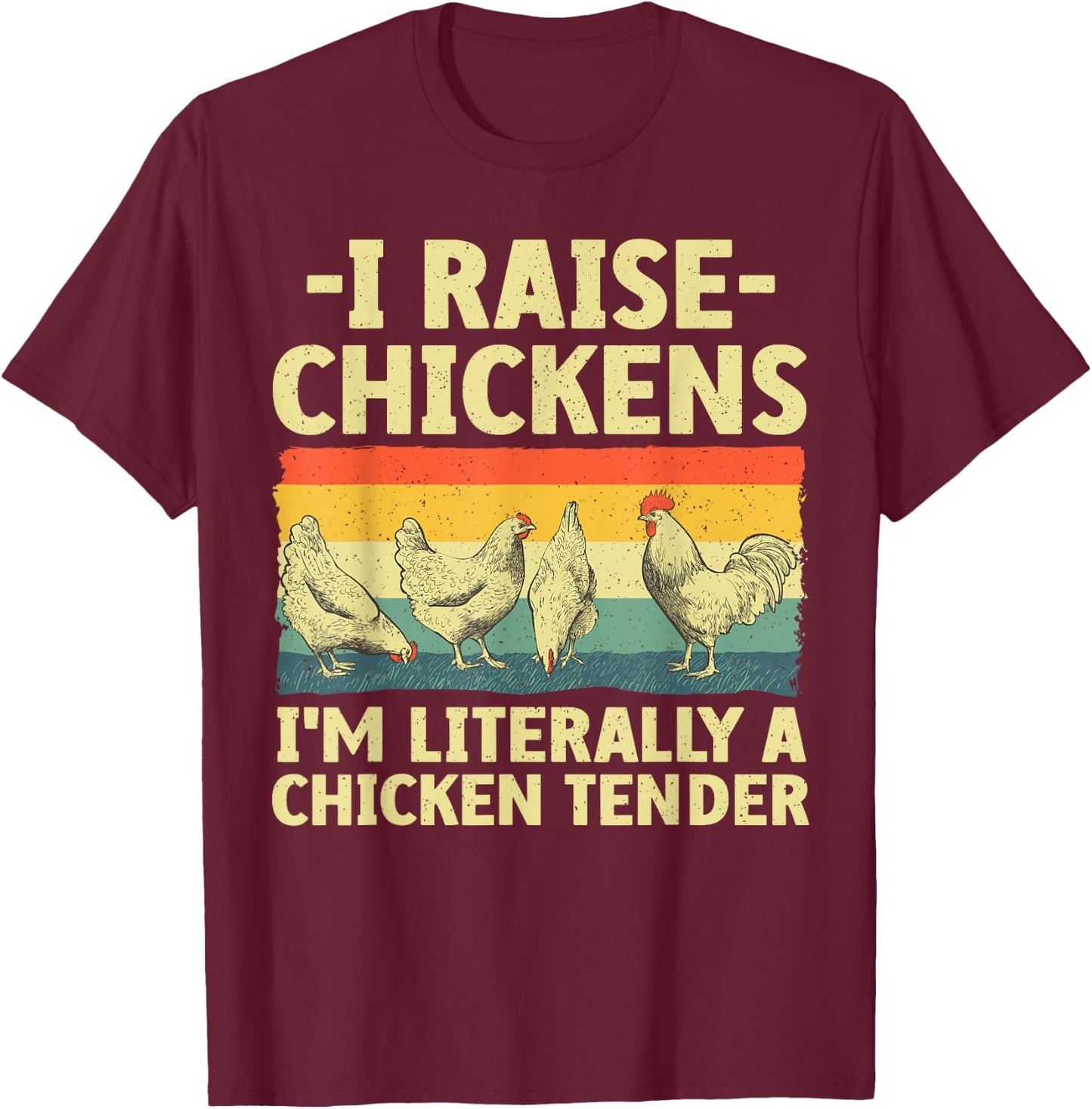 Chicken Gift Chicken Lover Accessories & Stuff -Adult Black Small Funny Chicken Tender Art Poultry Chicken Farmer T-Shirt - T-Shirt | Maroon