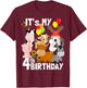 Farm Animals 4 Year Old It's My 4th Birthday Party Farm T-Shirt - T-Shirt | Maroon