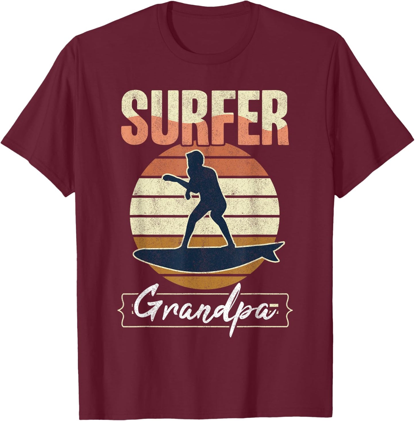 Surfer Grandpa Surf Retro Surfing Grandfather Vintage Surfer T-Shirt - T-Shirt | Maroon