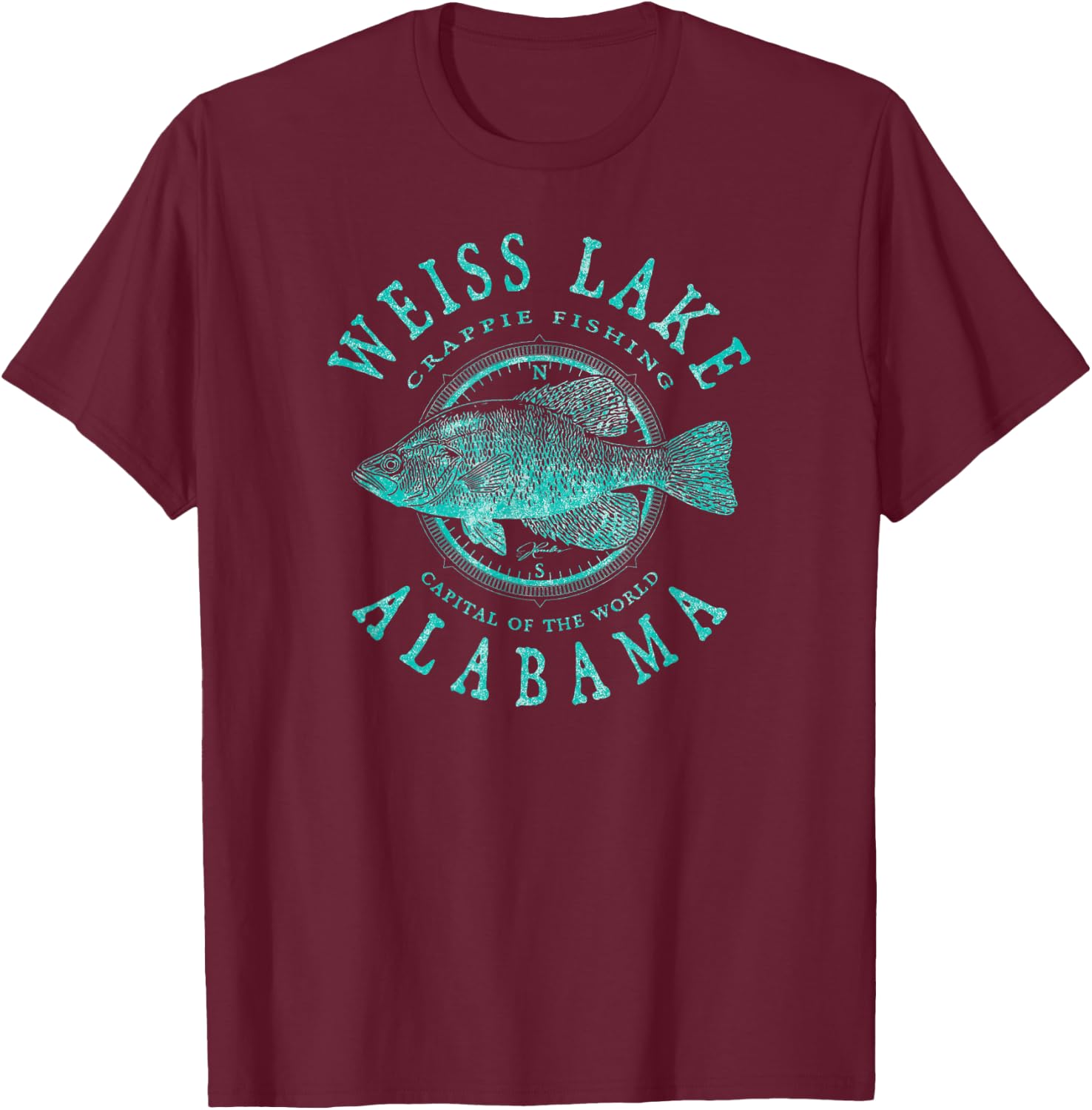 JCombs: Weiss Lake, Alabama, Crappie Fishing T-Shirt - T-Shirt | Maroon
