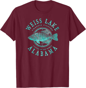 JCombs: Weiss Lake, Alabama, Crappie Fishing T-Shirt - T-Shirt | Maroon