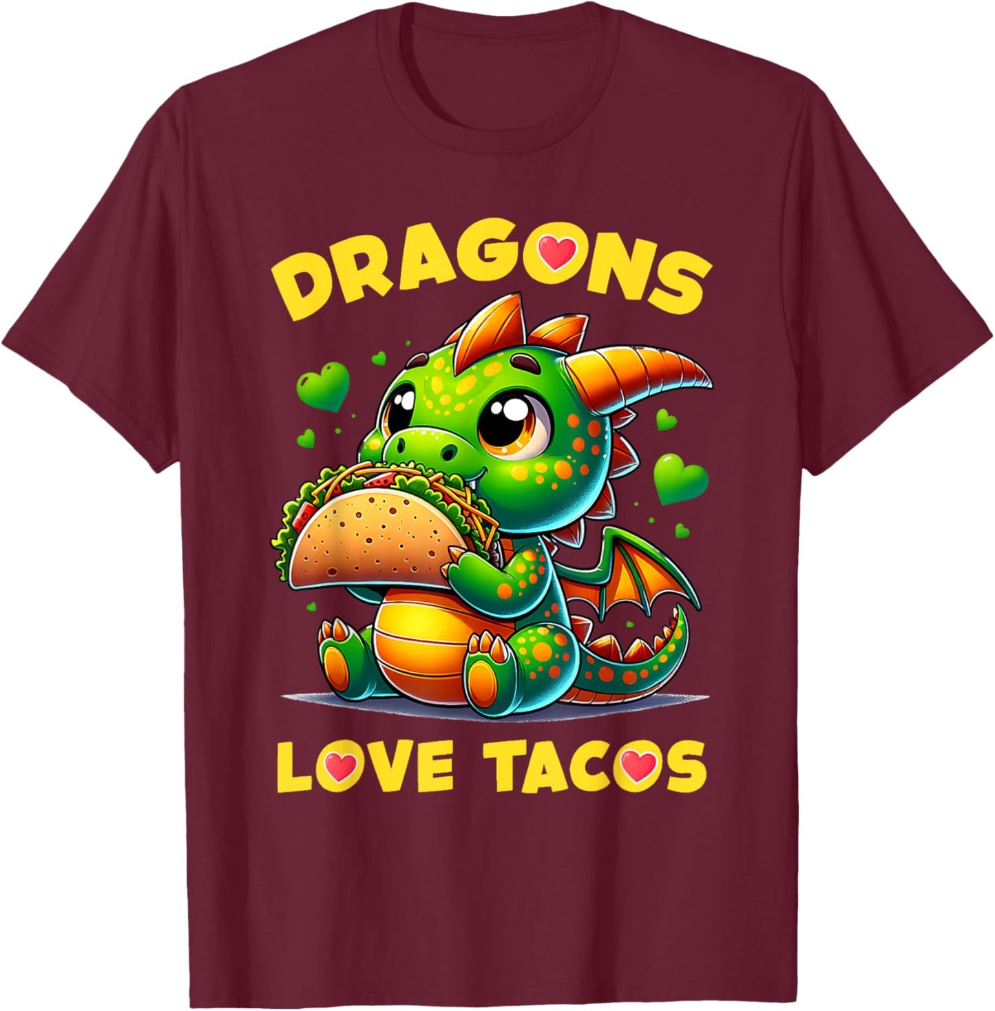 Dragons Love Tacos Cute Cinco De Mayo Mexican Food Kids Boys T-Shirt - T-Shirt | Maroon