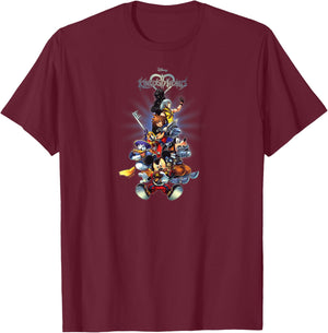 Kingdom Hearts - Sora Mickey Goofy Donald Riku Xion Group T-Shirt - T-Shirt | Maroon