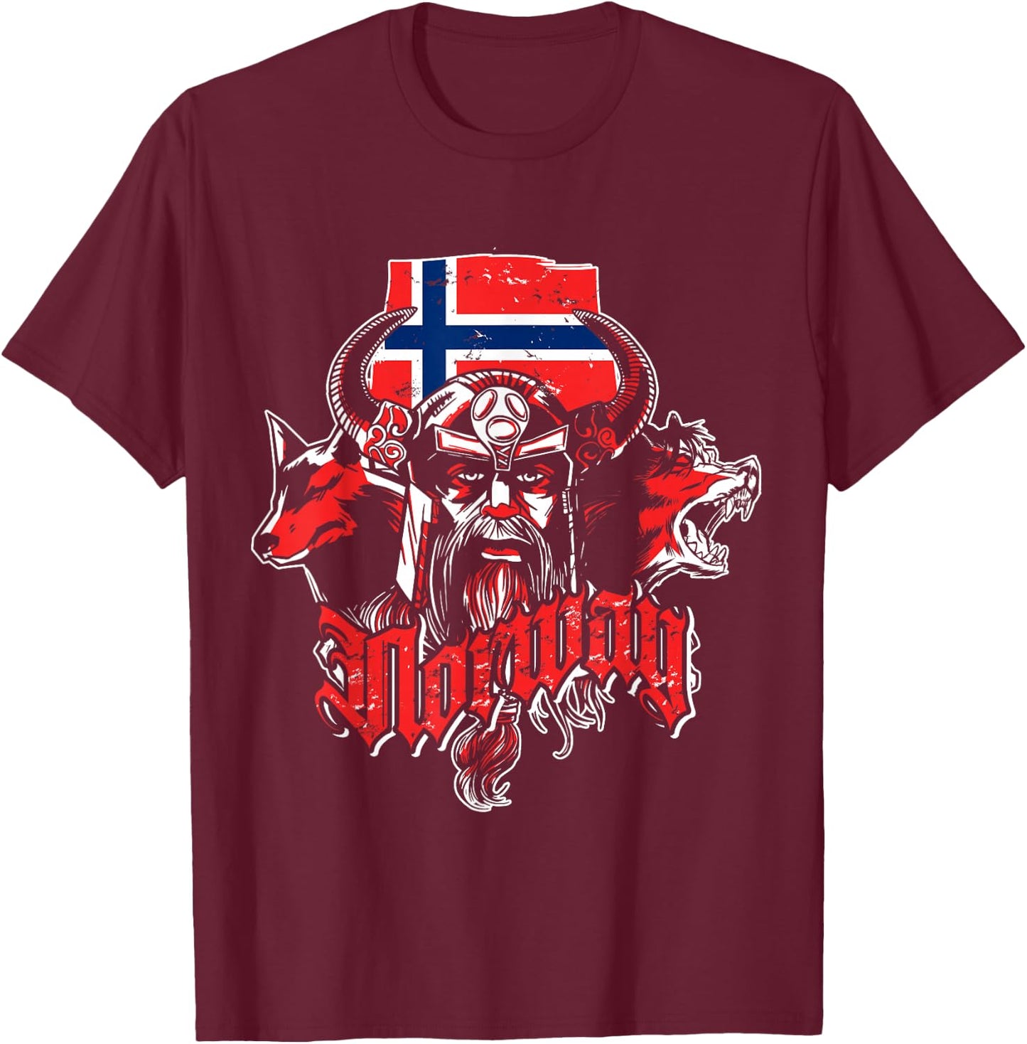 Viking Wolf Gift Oslo Norway T-Shirt - T-Shirt | Maroon
