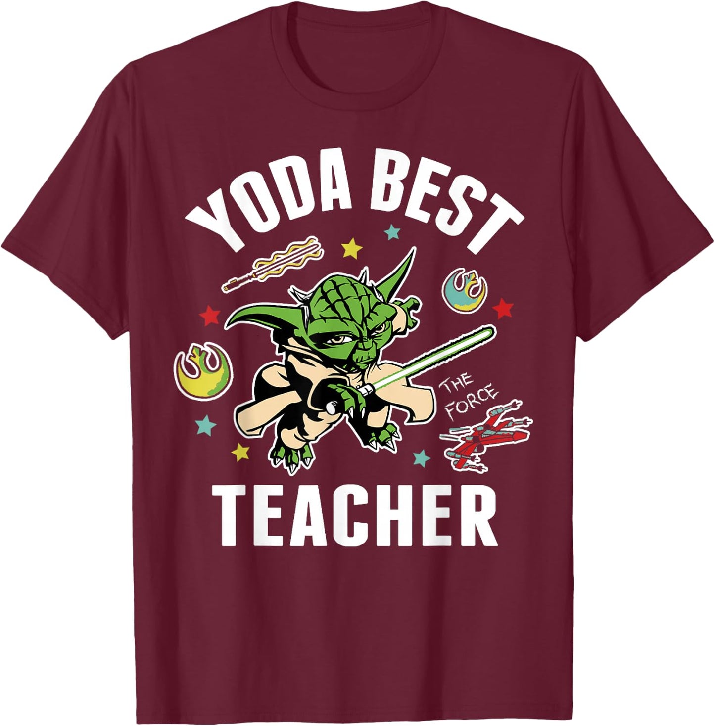 Star Wars Yoda Best Teacher Icons T-Shirt - T-Shirt | Maroon