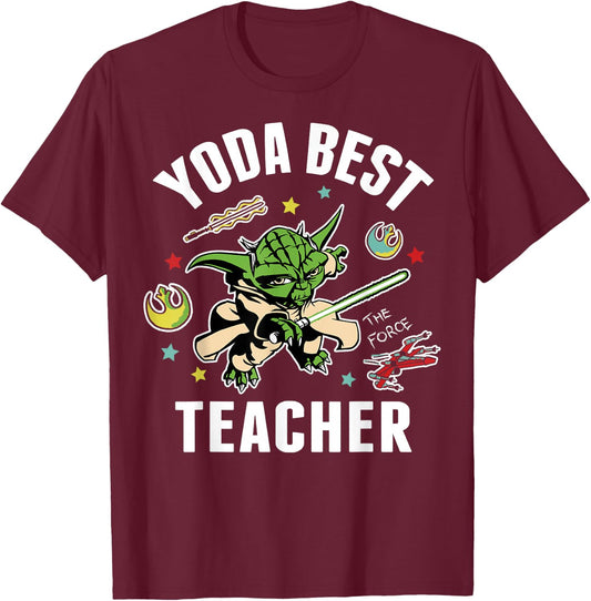 Star Wars Yoda Best Teacher Icons T-Shirt - T-Shirt | Maroon