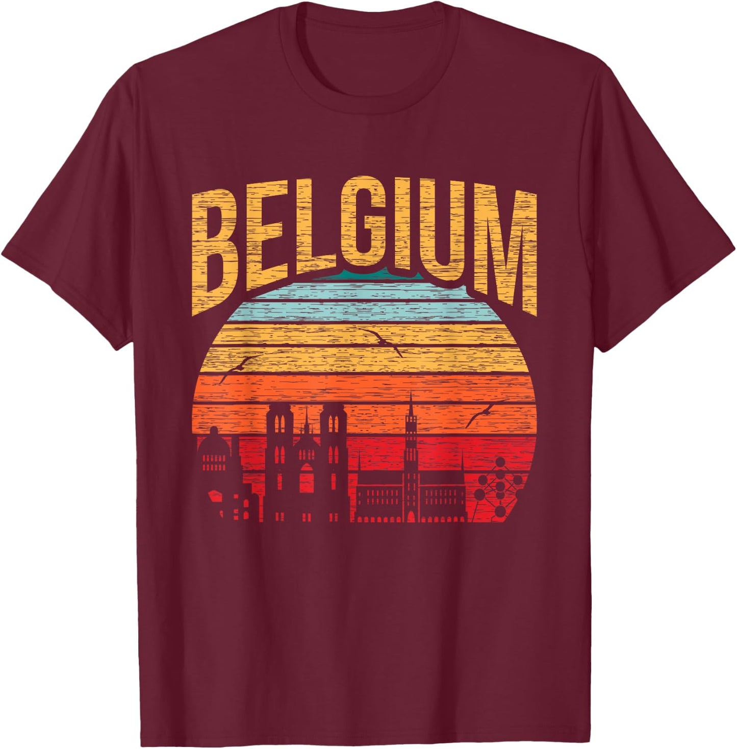 Funny Belgium Flag Shirt Roots From Usa Belgium T-Shirt - T-Shirt | Maroon