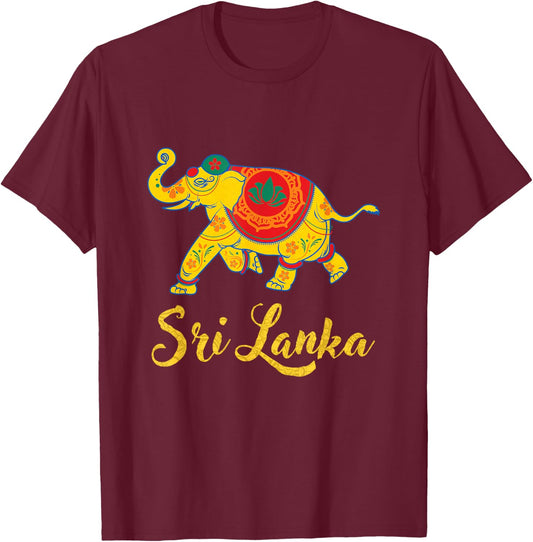 Sri Lankan Elephant Asian Mandala Yantra T-Shirt - T-Shirt | Maroon