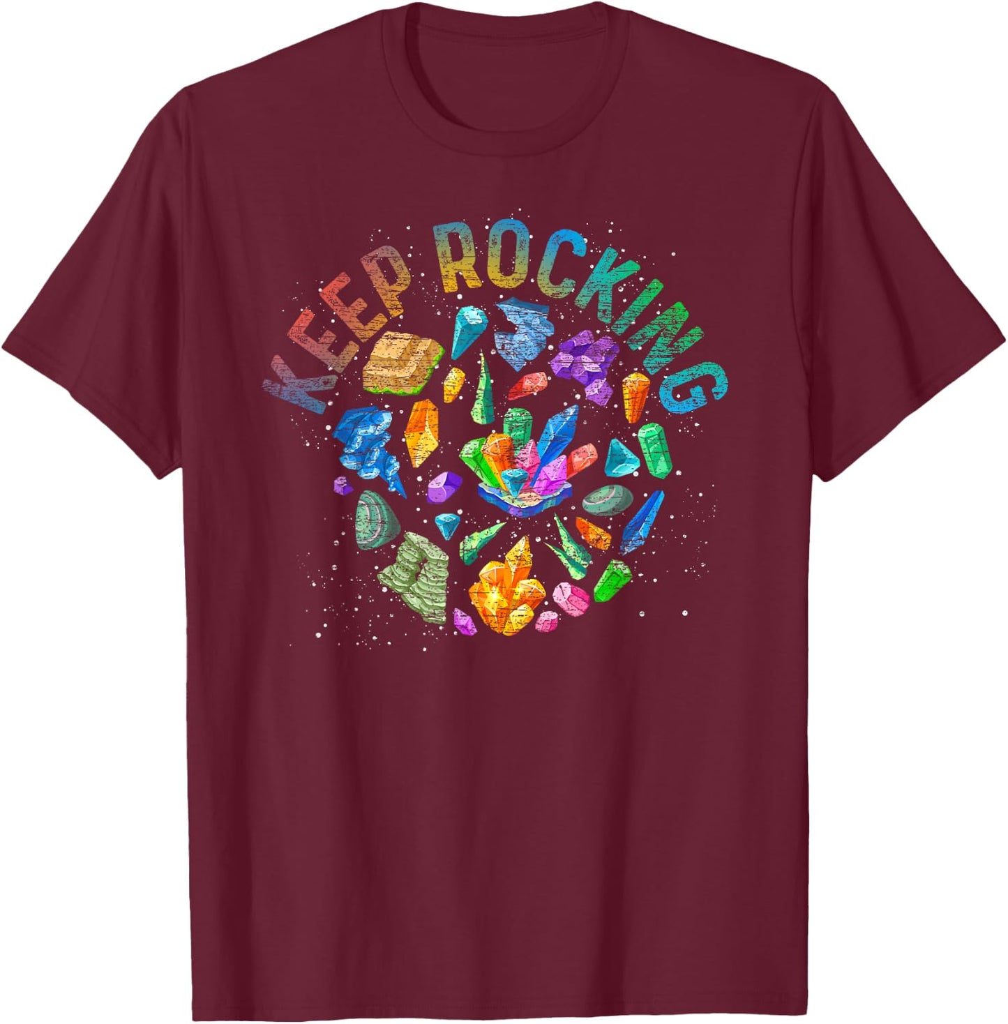 Colorful Rock Collector Earth Scientist Gift Funny Geology Small T-Shirt - T-Shirt | Maroon