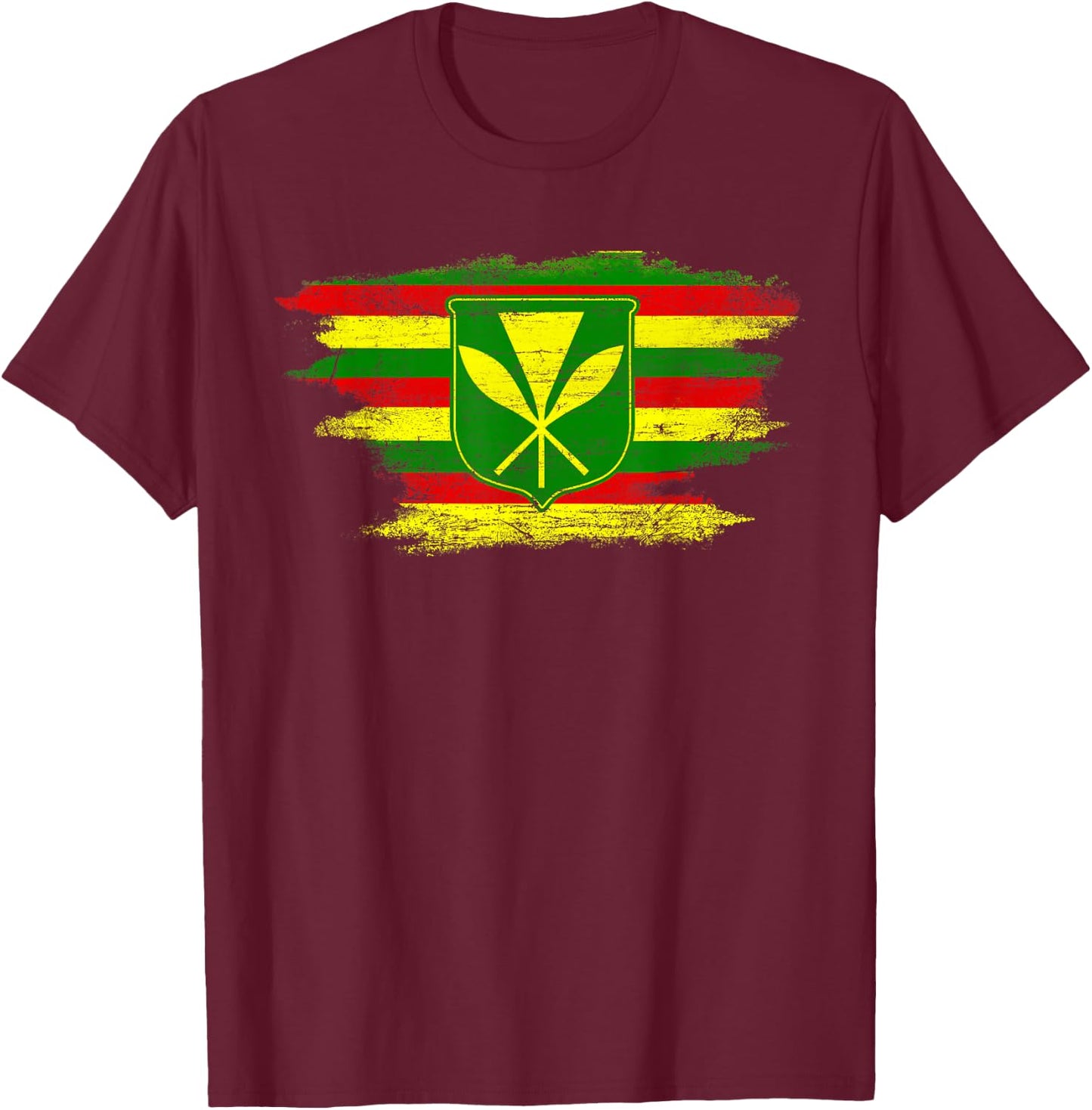 Kanaka Maoli Hawaiian Flag Pride Distressed Sovereign Gifts T-Shirt - T-Shirt | Maroon