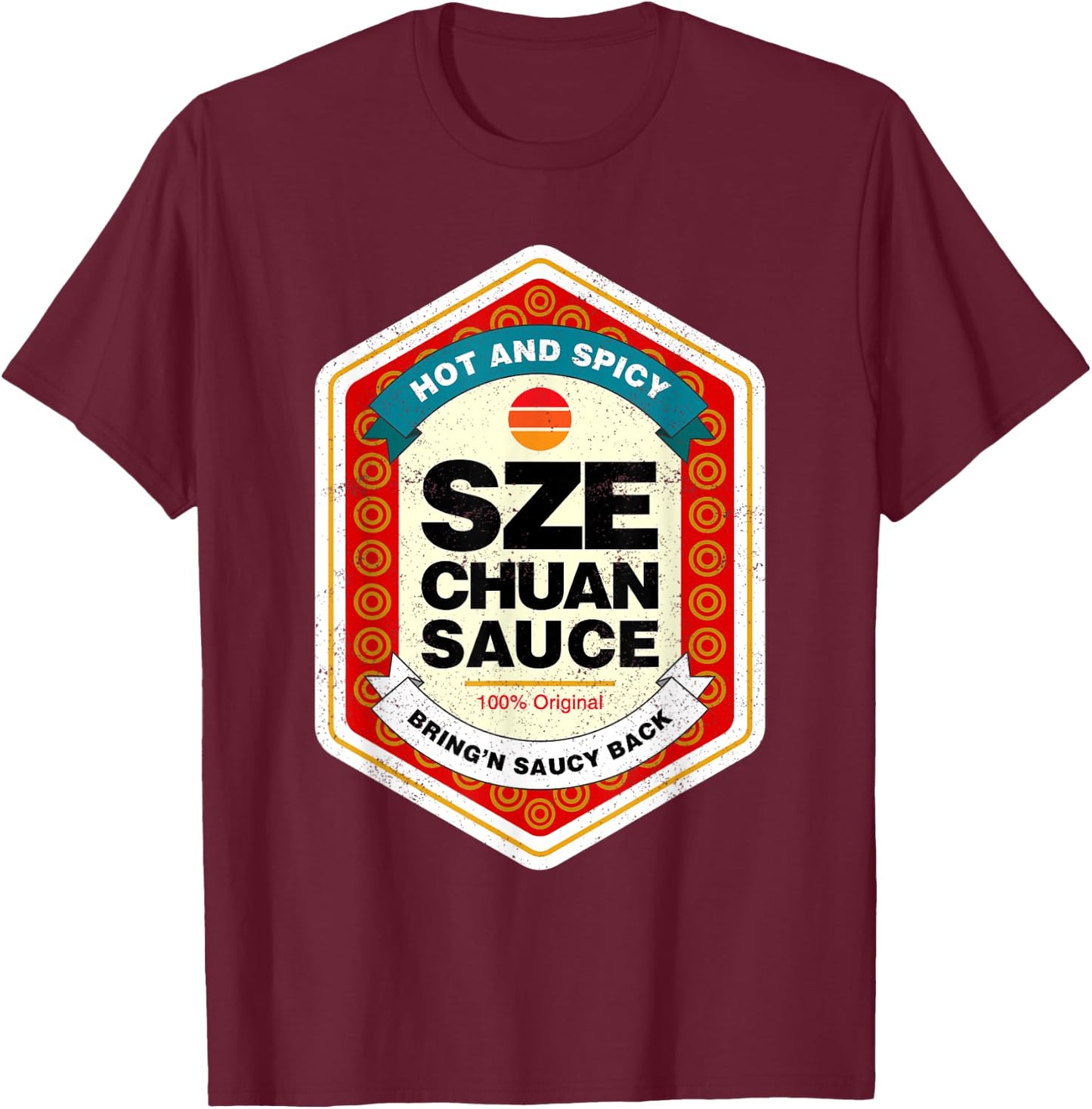 Szechuan Sauce Funny Condiment Halloween Costume T-Shirt - T-Shirt | Maroon