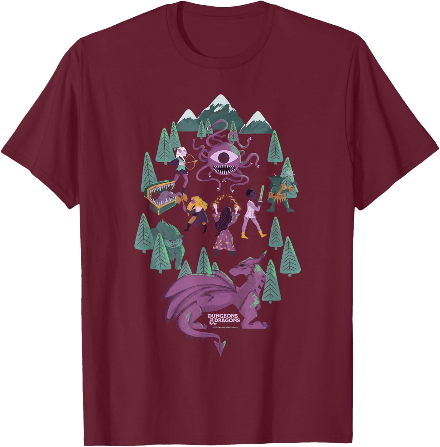 Dungeons & Dragons Forest Crew T-Shirt - T-Shirt | Maroon