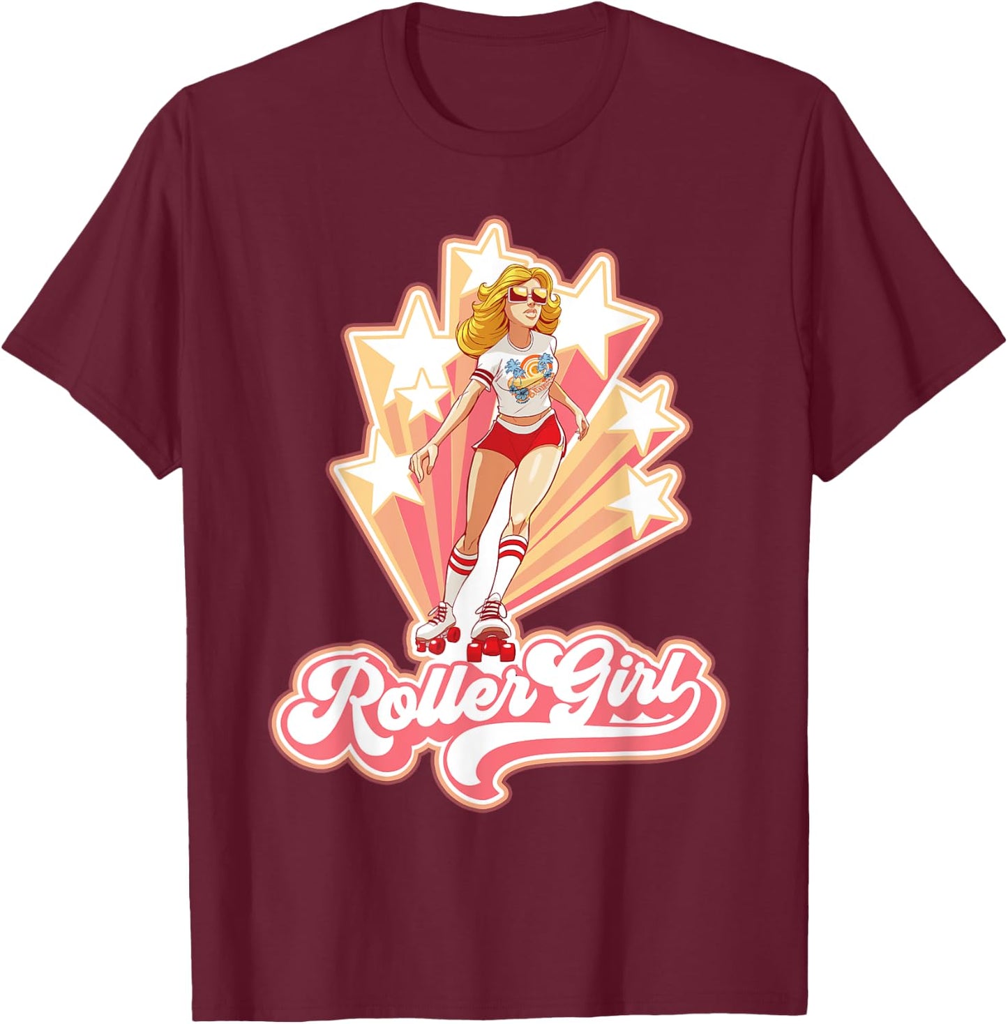 Roller Girl - Retro Roller Skate 70s 80s T-Shirt - T-Shirt | Maroon