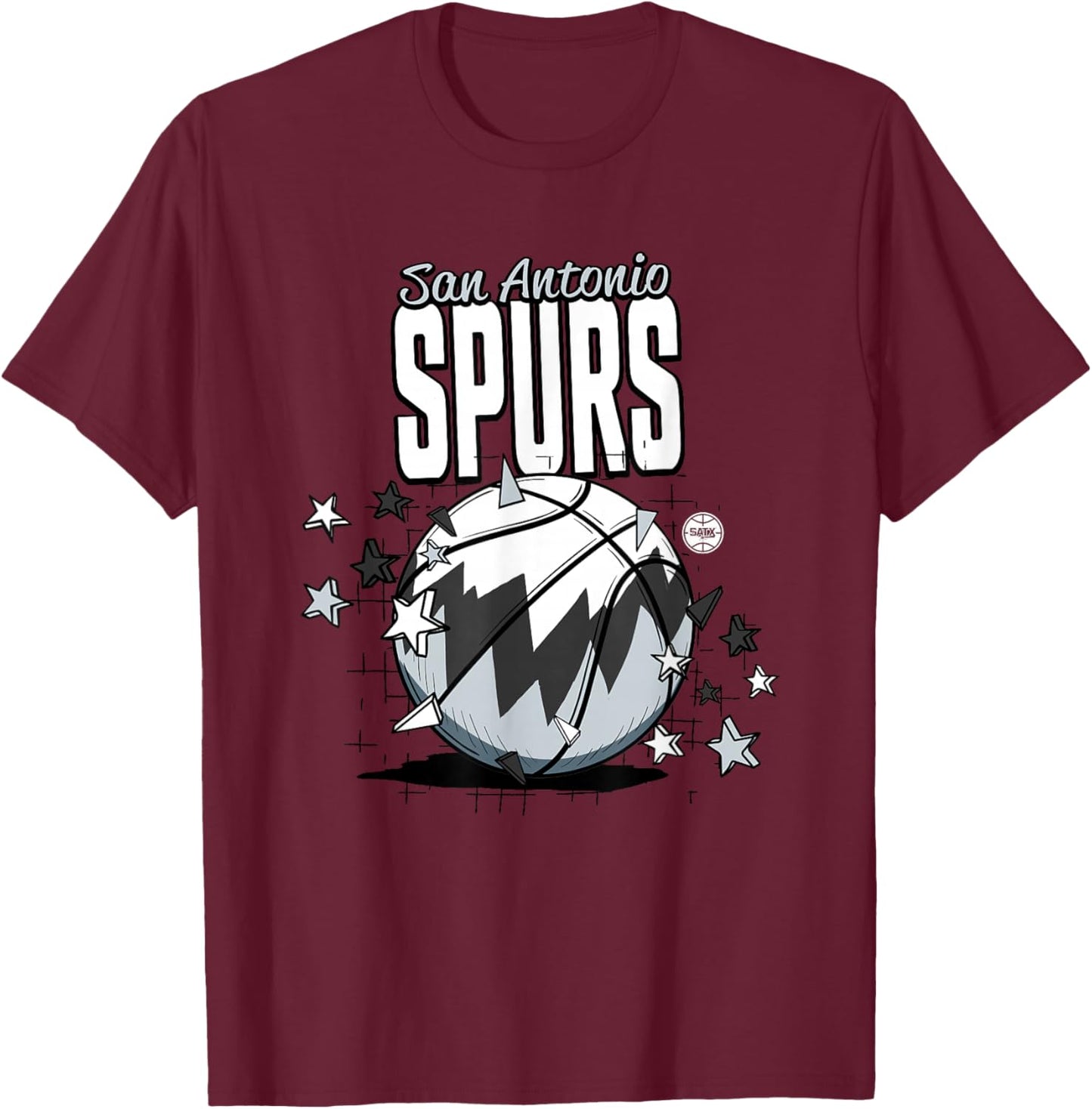 NBA San Antonio Spurs Basketball Doodle Stars T-Shirt - T-Shirt | Maroon