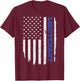 Police Lieutenant American Flag USA Thin Blue T-Shirt - T-Shirt | Maroon