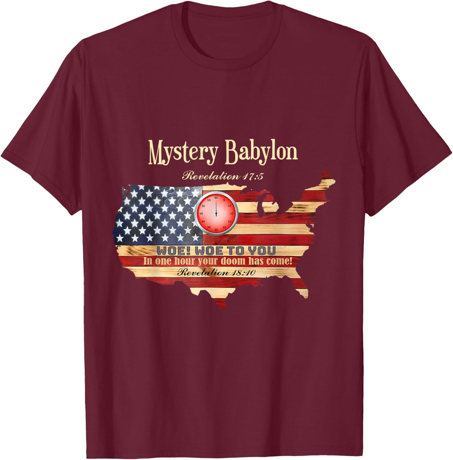 Mystery Babylon Revelation 17:5 T-Shirt - T-Shirt | Maroon