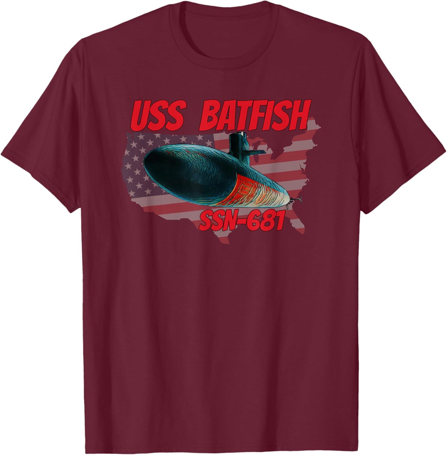 USS Batfish SSN-681 Submarine Veterans Day Father Grandpa T-Shirt - T-Shirt | Maroon
