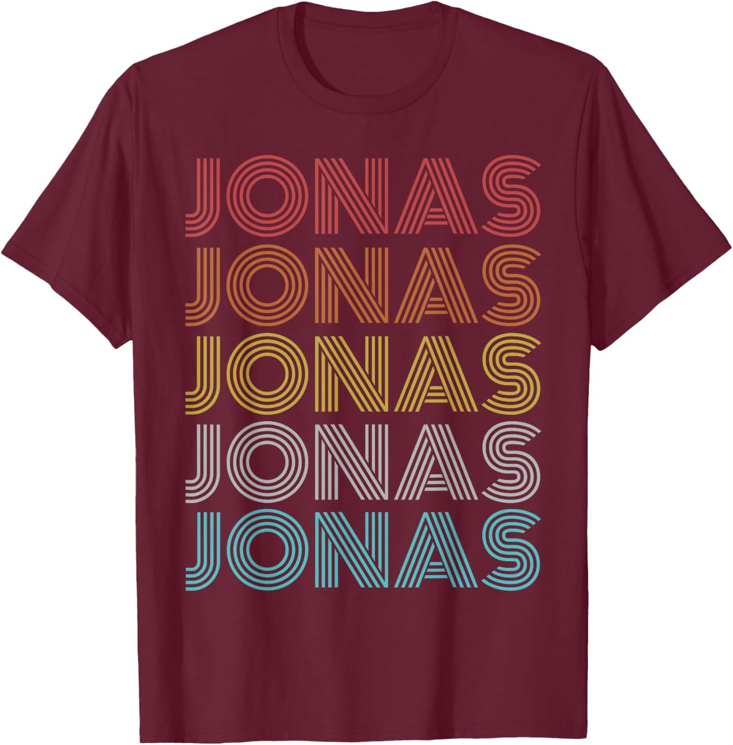 Jonas Shirt Retro Vintage Apparel -Adults and Kids Black Cotton 60% Polyester 40% Short Sleeve Small Classic Fit Spring, Summer T-Shirt - T-Shirt | Maroon