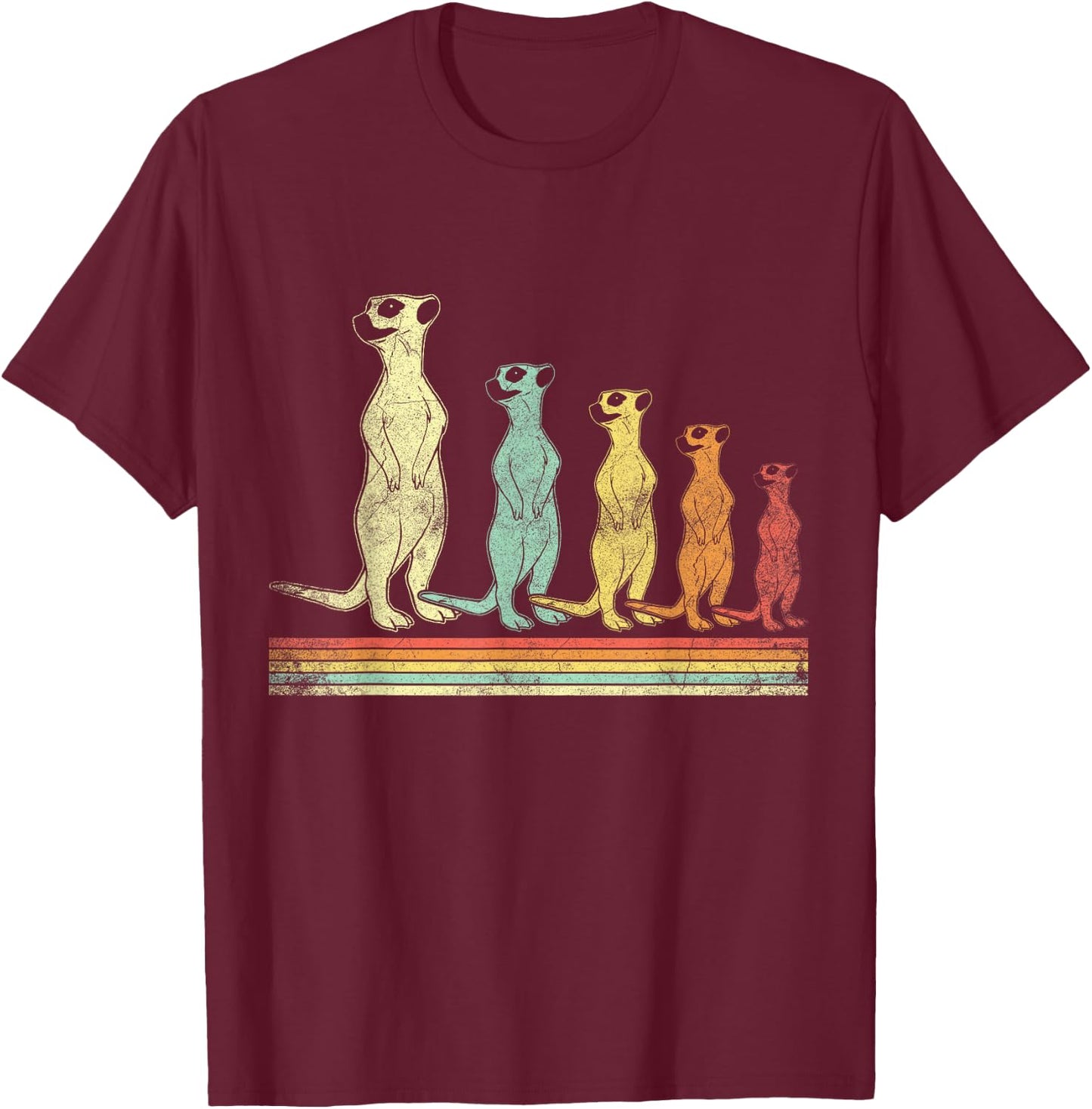 Retro Meerkat T-Shirt - T-Shirt | Maroon