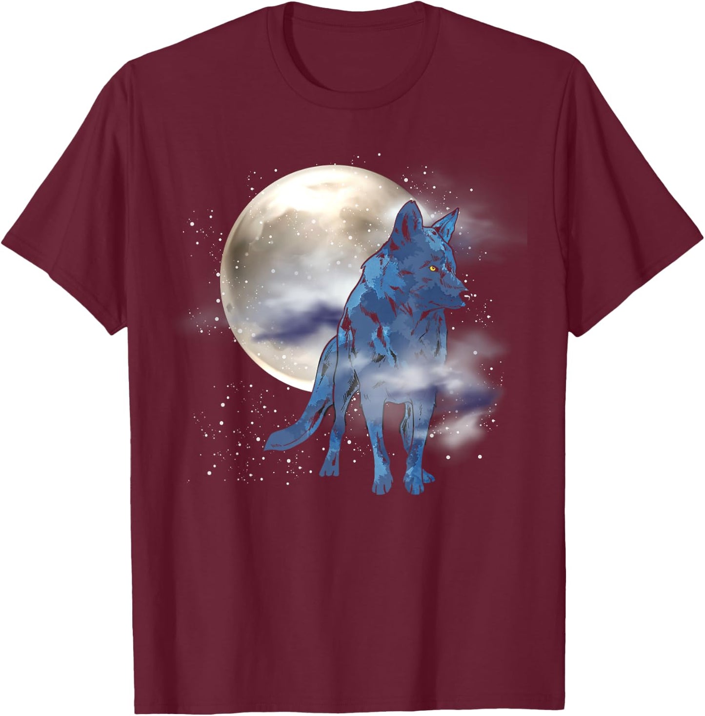 Howling Predator Animal Lover Forest Full Moon Wolf T-Shirt - T-Shirt | Maroon