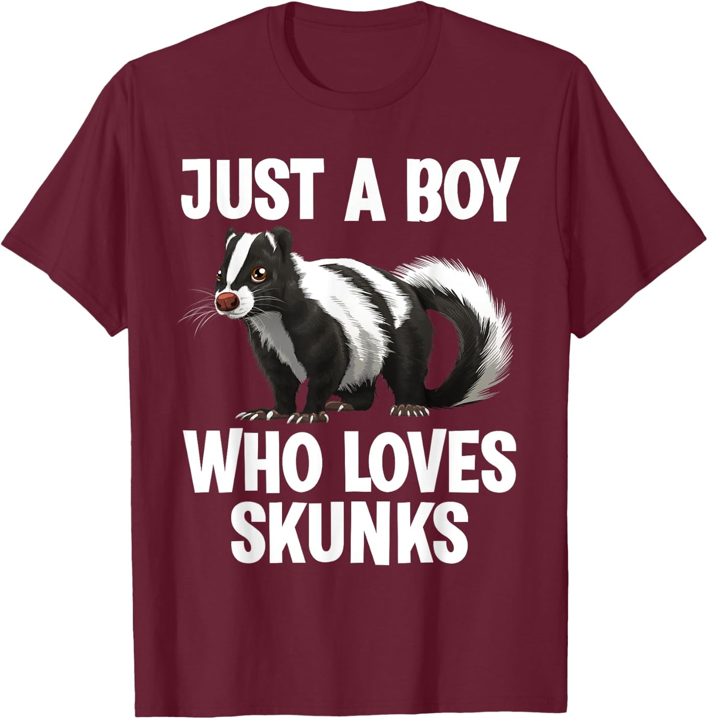 Cute Skunk Design Boys Zoo Wild Animal Skunk Lovers T-Shirt - T-Shirt | Maroon
