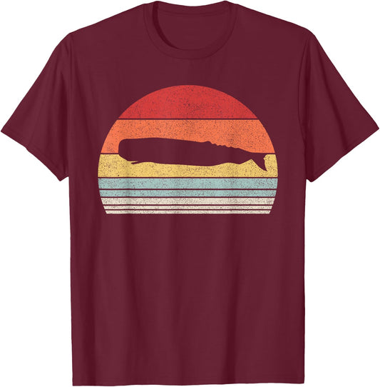 Vintage Retro Sperm Whale T-Shirt - T-Shirt | Maroon