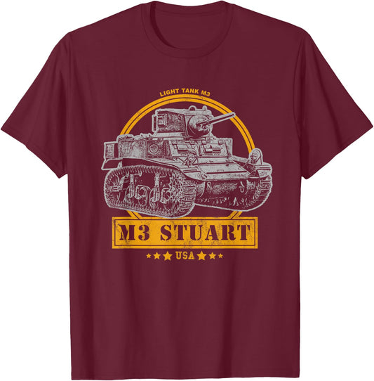 M3 Stuart - WW2 Tank T-Shirt - T-Shirt | Maroon