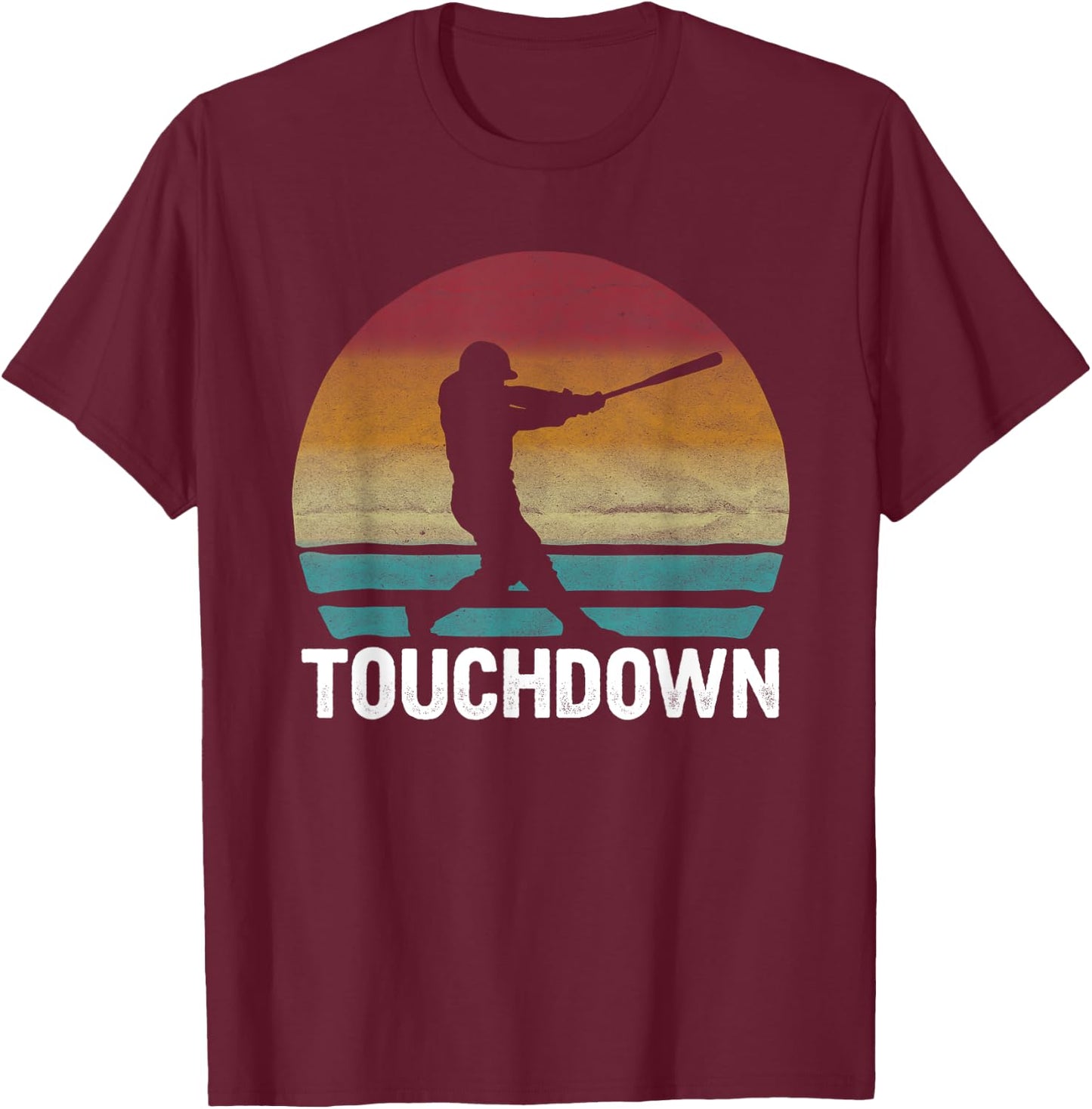 Funny Sports Touchdown Baseball Player retro vintage T-Shirt - T-Shirt | Maroon