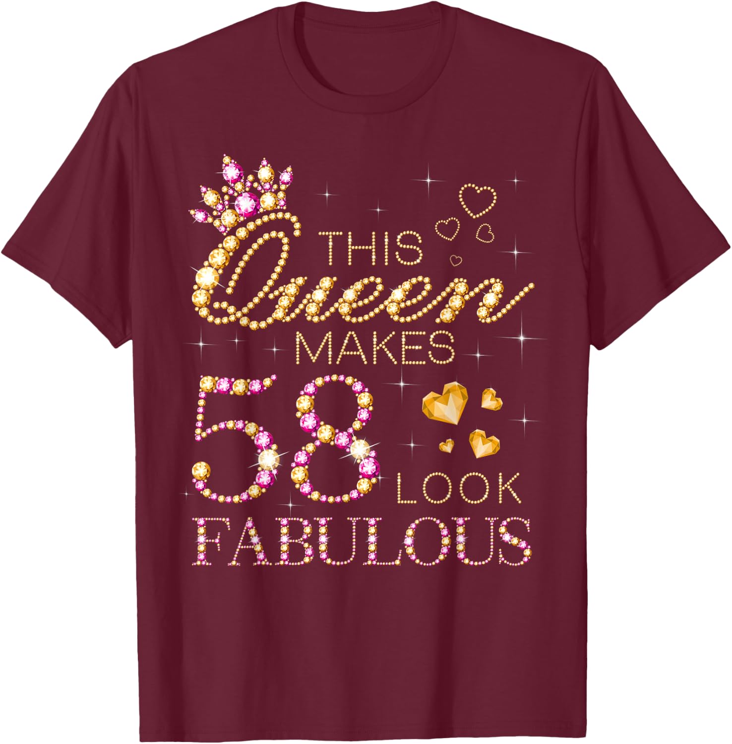 This Queen Makes 58 Look Fabulous 58th Birthday Queen B-day T-Shirt - T-Shirt | Maroon