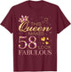 This Queen Makes 58 Look Fabulous 58th Birthday Queen B-day T-Shirt - T-Shirt | Maroon