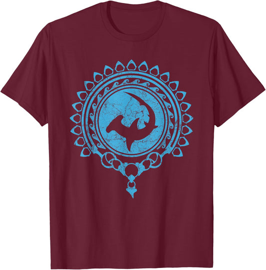 Hammerhead Shark Tribal T-Shirt - T-Shirt | Maroon
