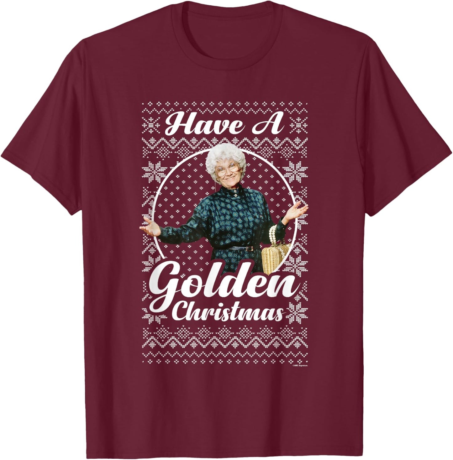 The Golden Girls Iconic Sophia Have A Golden Christmas Logo T-Shirt - T-Shirt | Maroon
