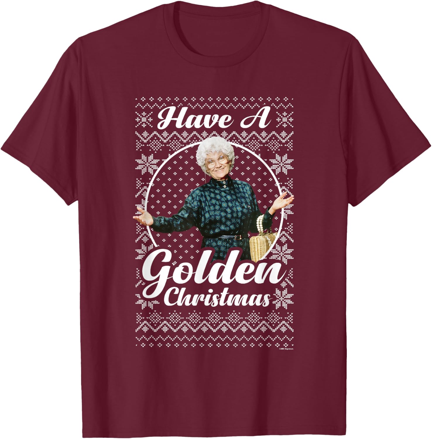 The Golden Girls Iconic Sophia Have A Golden Christmas Logo T-Shirt - T-Shirt | Maroon