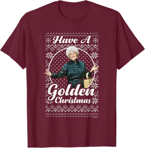 The Golden Girls Iconic Sophia Have A Golden Christmas Logo T-Shirt - T-Shirt | Maroon
