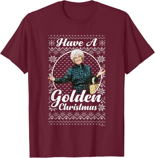 The Golden Girls Iconic Sophia Have A Golden Christmas Logo T-Shirt - T-Shirt | Maroon