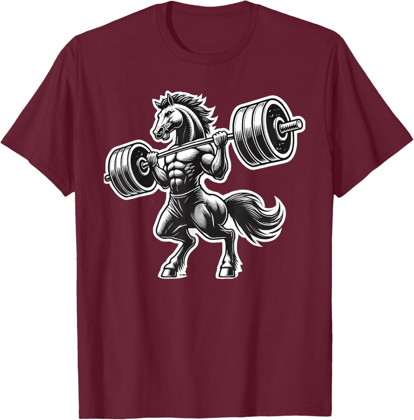 Horse Powerlifting Weightlifting Gym Workout T-Shirt - T-Shirt | Maroon
