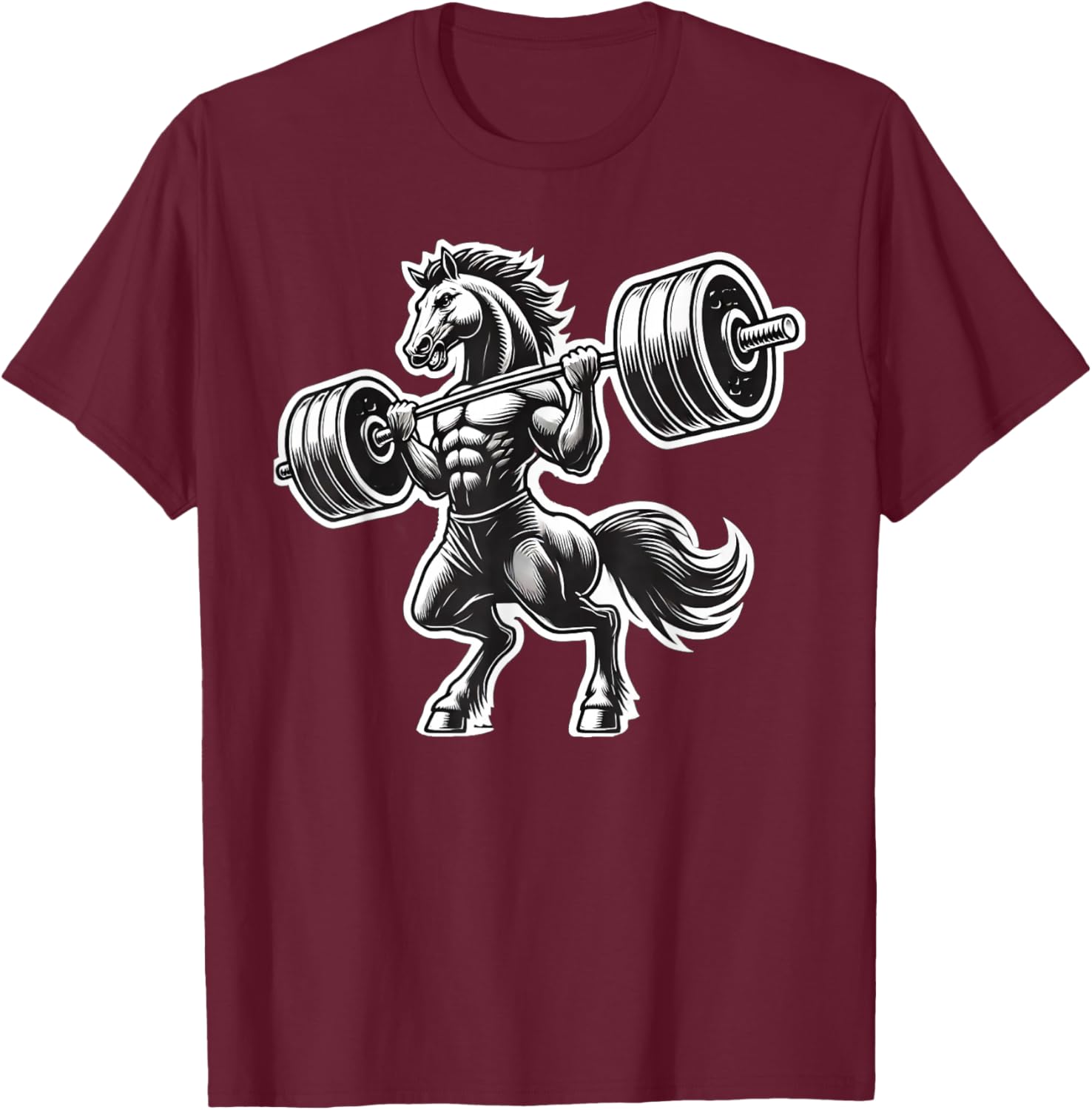 Horse Powerlifting Weightlifting Gym Workout T-Shirt - T-Shirt | Maroon